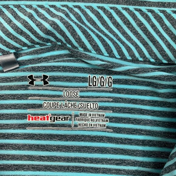 Under Armour Polo Shirt Mens L Large Multi Striped Loose HeatGear Otsego Club - Picture 5 of 11